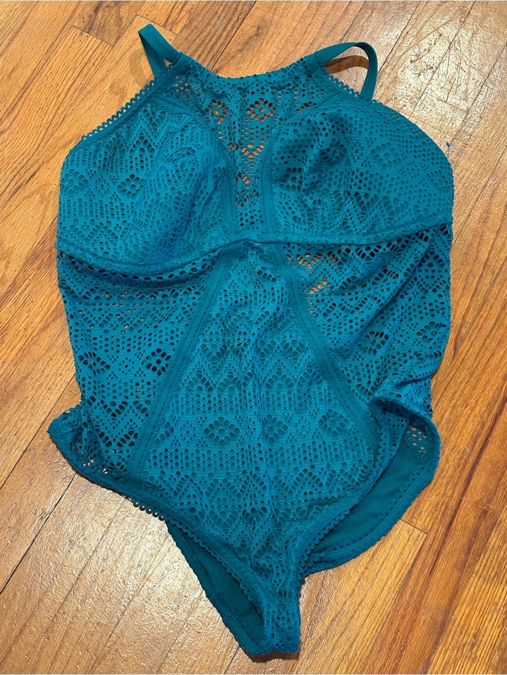 Adore Me Women’s Teal Lace Mesh Lined One Piece Swimsuit Plus 2X Cup C